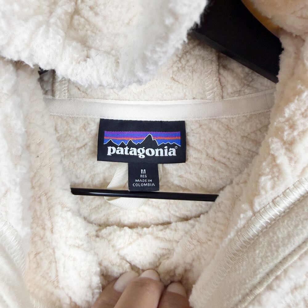 Patagonia Women's Diamond Capra Hoody Pullover Fleece Cream - M - Picture 4 of 10